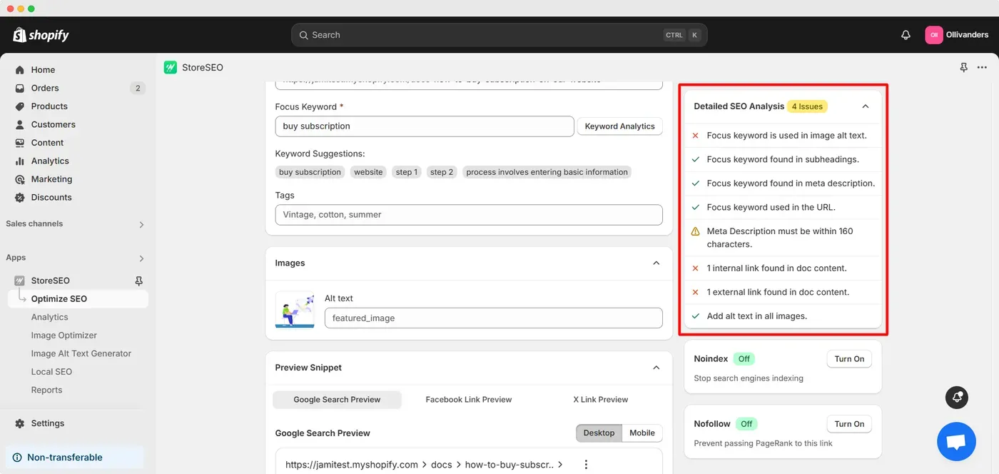 Detailed SEO Analysis