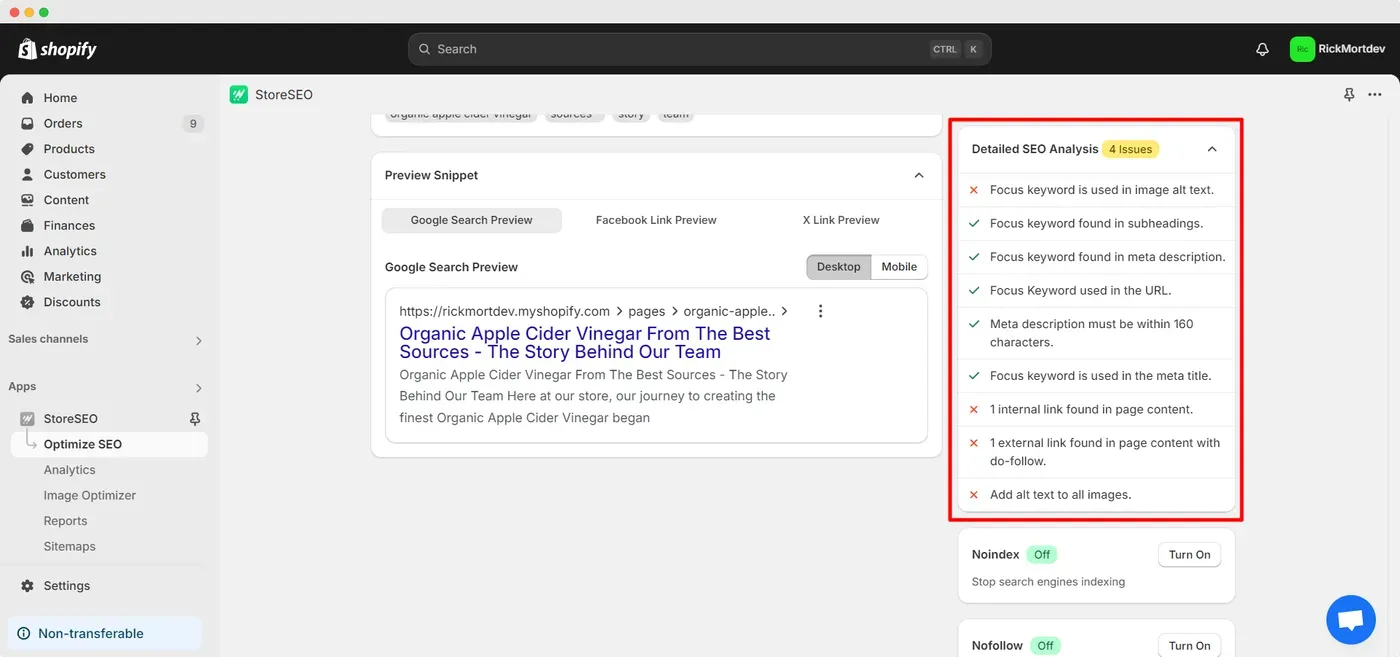 Detailed SEO Analysis