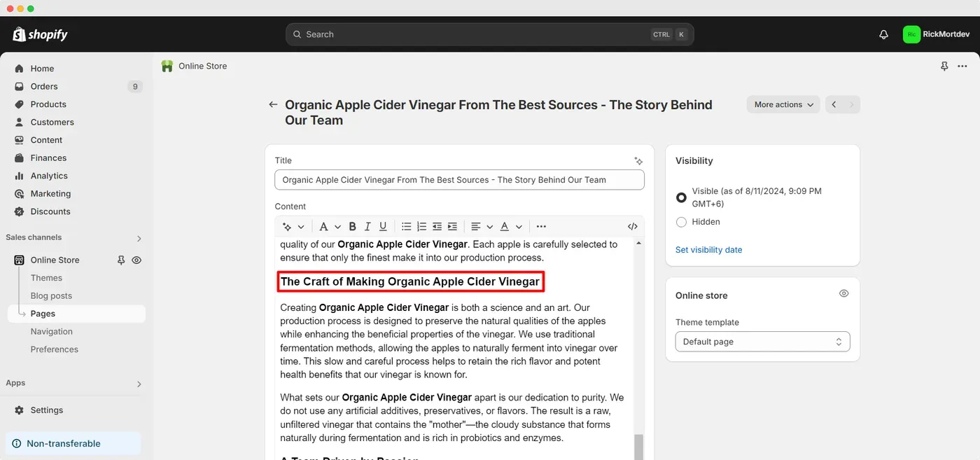 Focus keyword found in subheadings