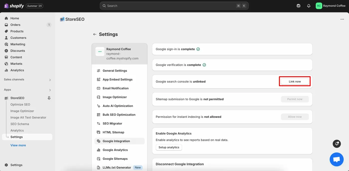 StoreSEO with Google Search Console