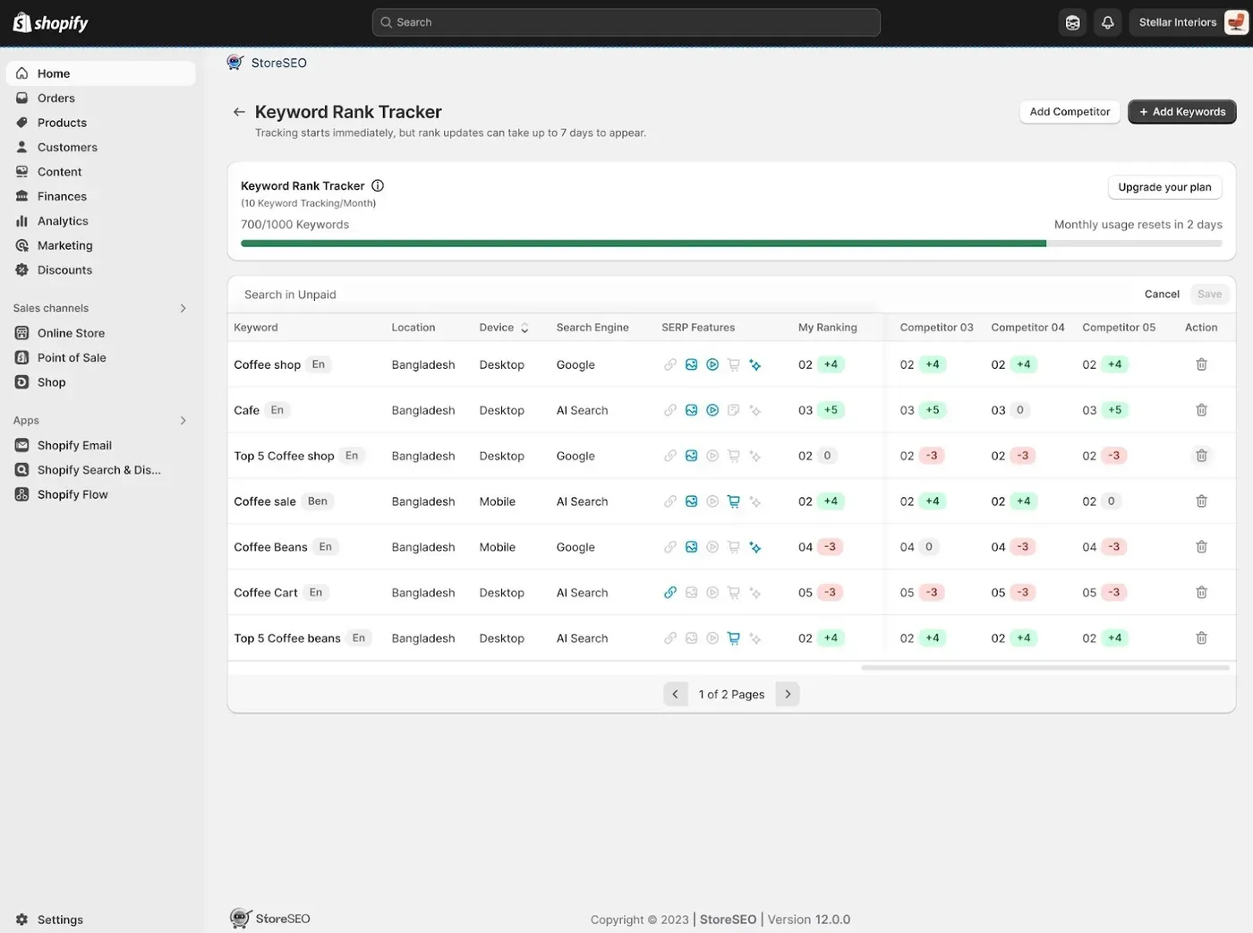 StoreSEO Keyword Rank Tracker