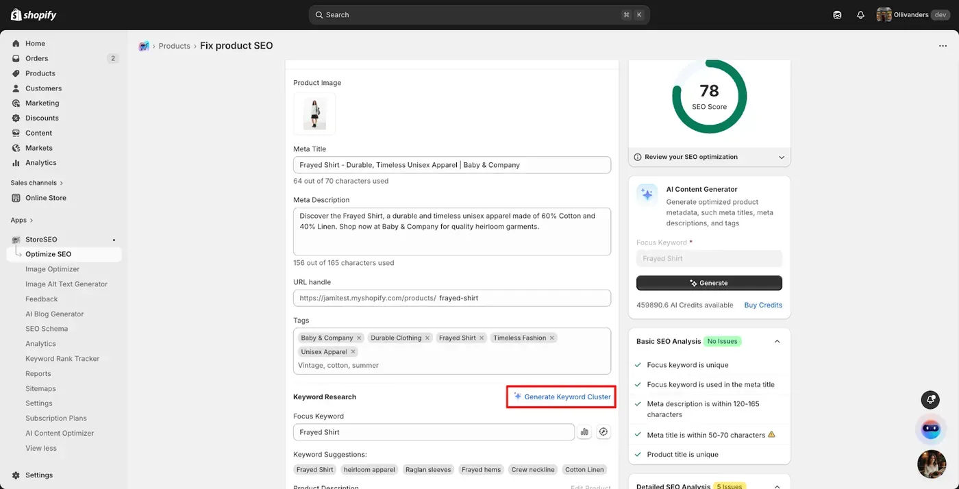 How to Use StoreSEO Keyword Cluster Generator for Product Optimization