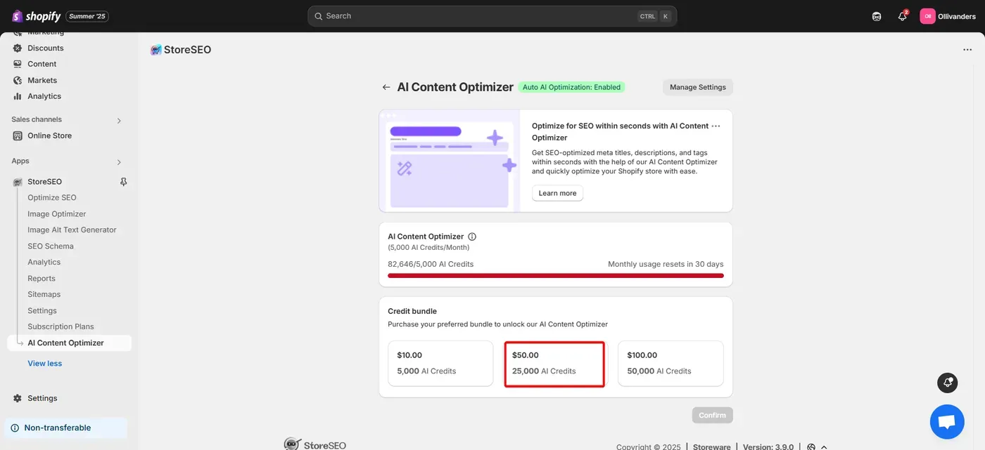 AI Content Credit