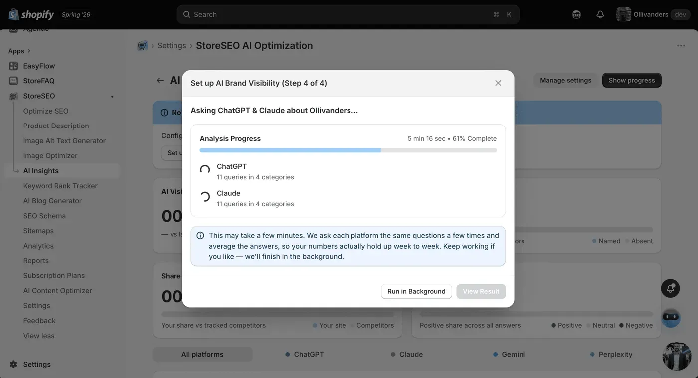 AI Brand Visibility in StoreSEO