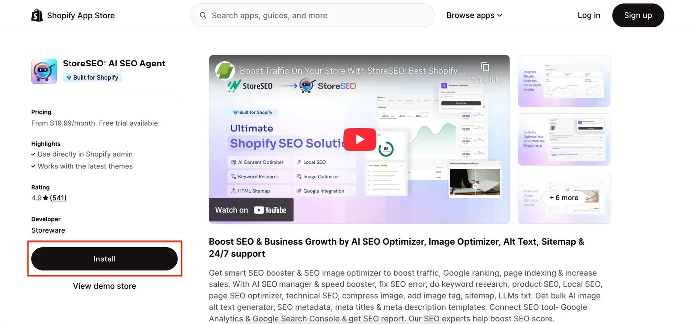Install StoreSEO App